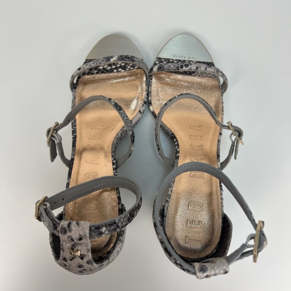 Ted Baker London Wedge Heel Sandal Weliin Snake Print Women's 38.5 US 8 Strappy - Picture 7 of 15